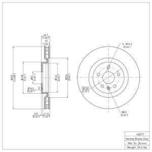 Buick Regal Brake Rotor (1) - Front - R1 Concepts - Plain - `09-`17